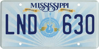 MS license plate LND630