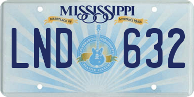 MS license plate LND632