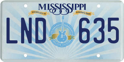 MS license plate LND635