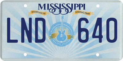 MS license plate LND640