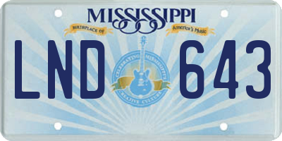MS license plate LND643