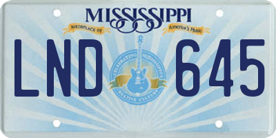 MS license plate LND645