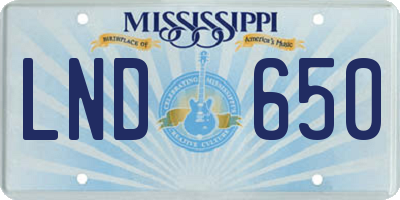 MS license plate LND650