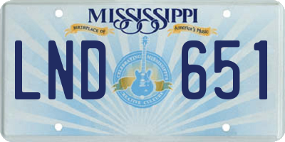 MS license plate LND651