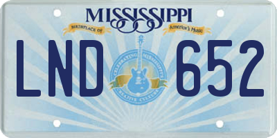 MS license plate LND652