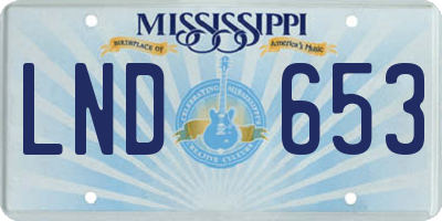 MS license plate LND653