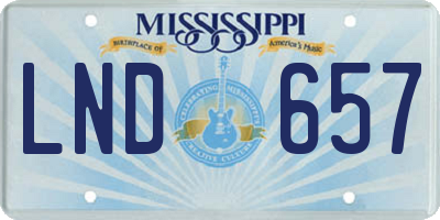 MS license plate LND657
