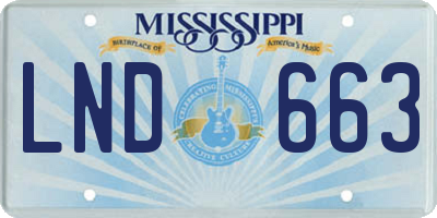 MS license plate LND663