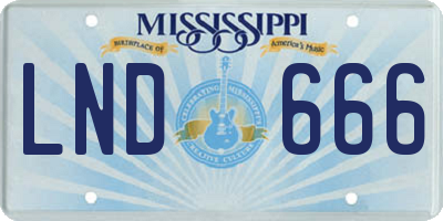 MS license plate LND666