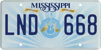 MS license plate LND668