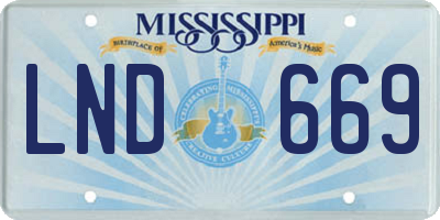 MS license plate LND669