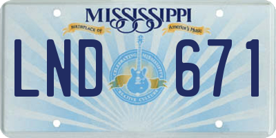 MS license plate LND671