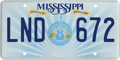MS license plate LND672