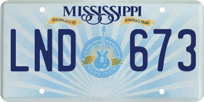MS license plate LND673