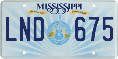 MS license plate LND675