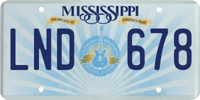 MS license plate LND678