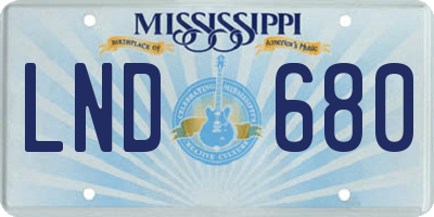 MS license plate LND680