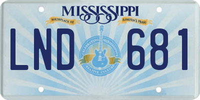 MS license plate LND681