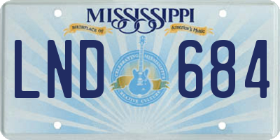 MS license plate LND684