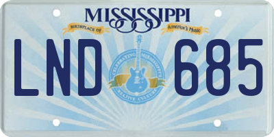 MS license plate LND685