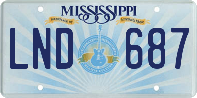 MS license plate LND687