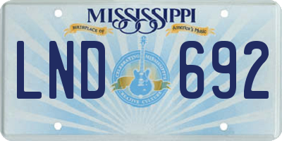 MS license plate LND692