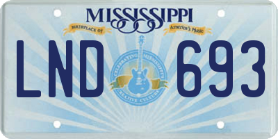 MS license plate LND693