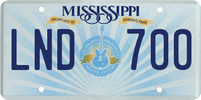 MS license plate LND700