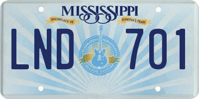 MS license plate LND701