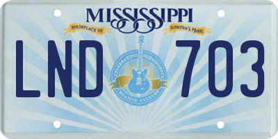 MS license plate LND703