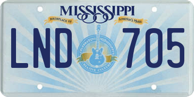 MS license plate LND705