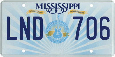 MS license plate LND706