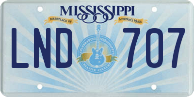 MS license plate LND707