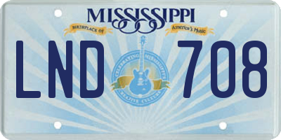 MS license plate LND708