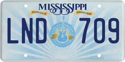 MS license plate LND709