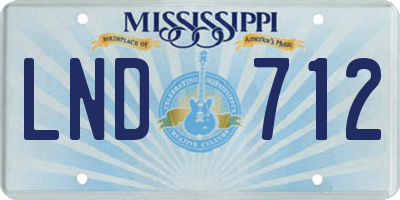 MS license plate LND712