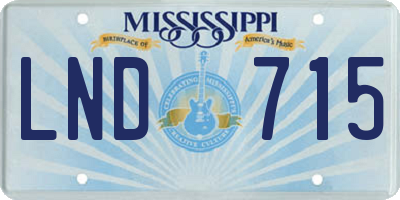 MS license plate LND715