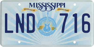 MS license plate LND716