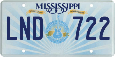 MS license plate LND722