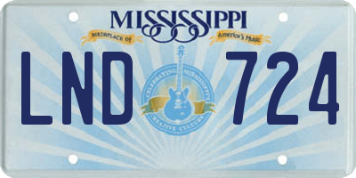 MS license plate LND724