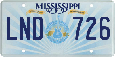 MS license plate LND726