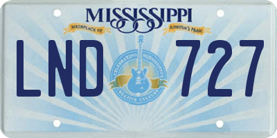 MS license plate LND727