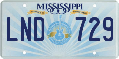 MS license plate LND729