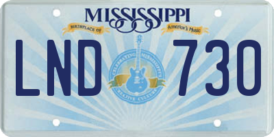 MS license plate LND730