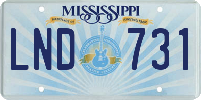 MS license plate LND731