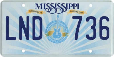 MS license plate LND736