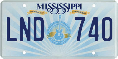 MS license plate LND740