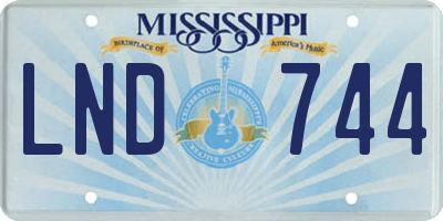 MS license plate LND744
