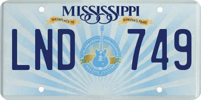 MS license plate LND749