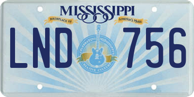 MS license plate LND756